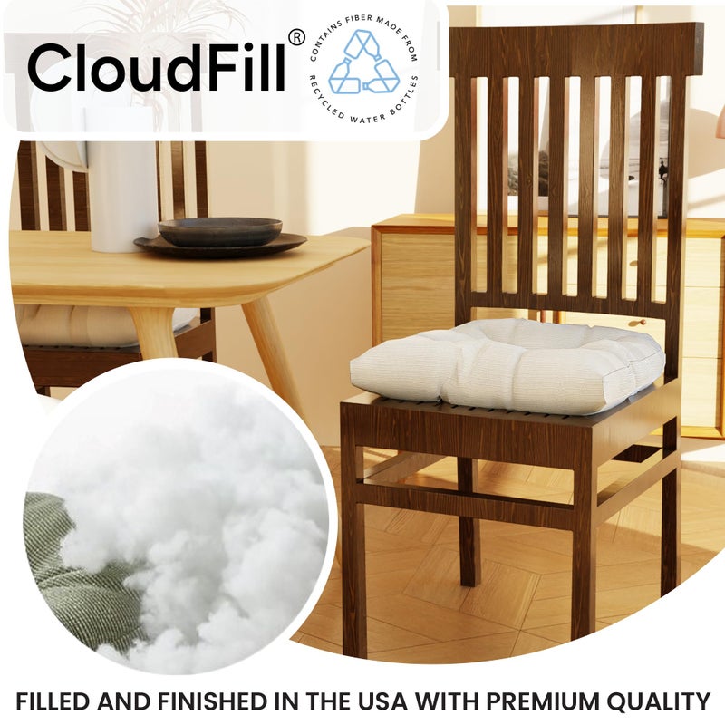 Klear Vu Gripper Overstuffed Universal Non-Slip Dining Chair Cushions for Kitchen Decor or Office Use, U-Shaped Skid-Proof Seat Pad, 17x17 Inches, 2 Count (Pack of 1), Solid Ivory - Image 3